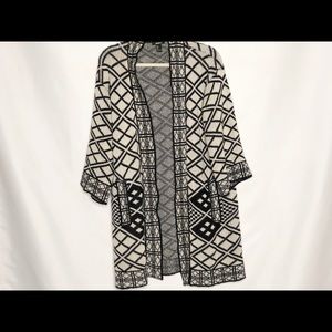 Women’s Black and White Long Cardigan